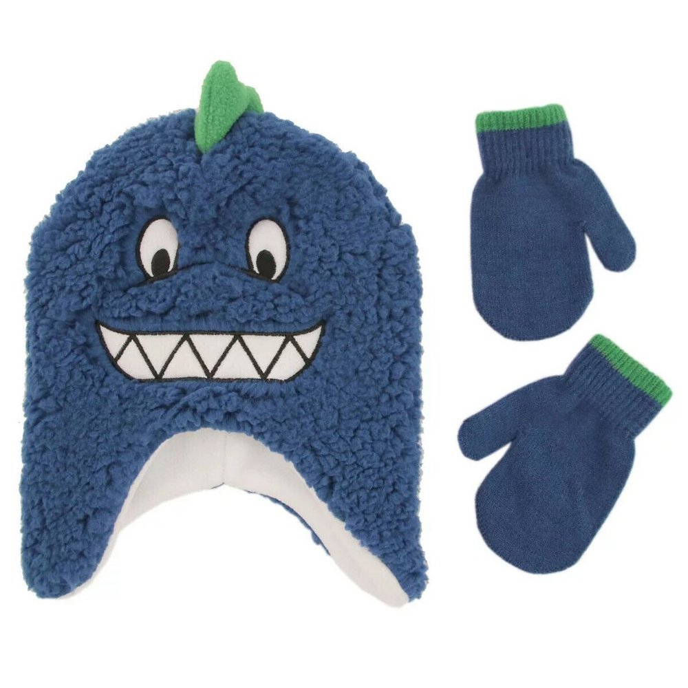 Toddler Boy ABG Monster Trapper Hat & Mittens Set